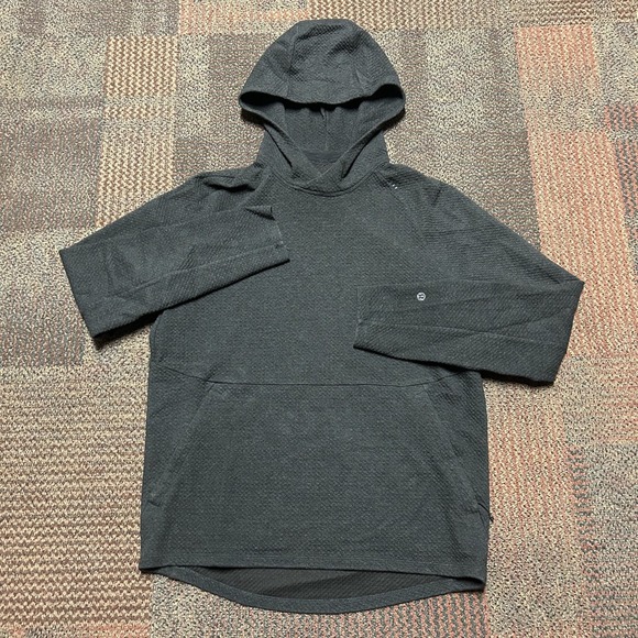 lululemon athletica Other - Lululemon At Ease Hoodie Heathered Black Textured Knit Long Sleeve Men's M Yoga